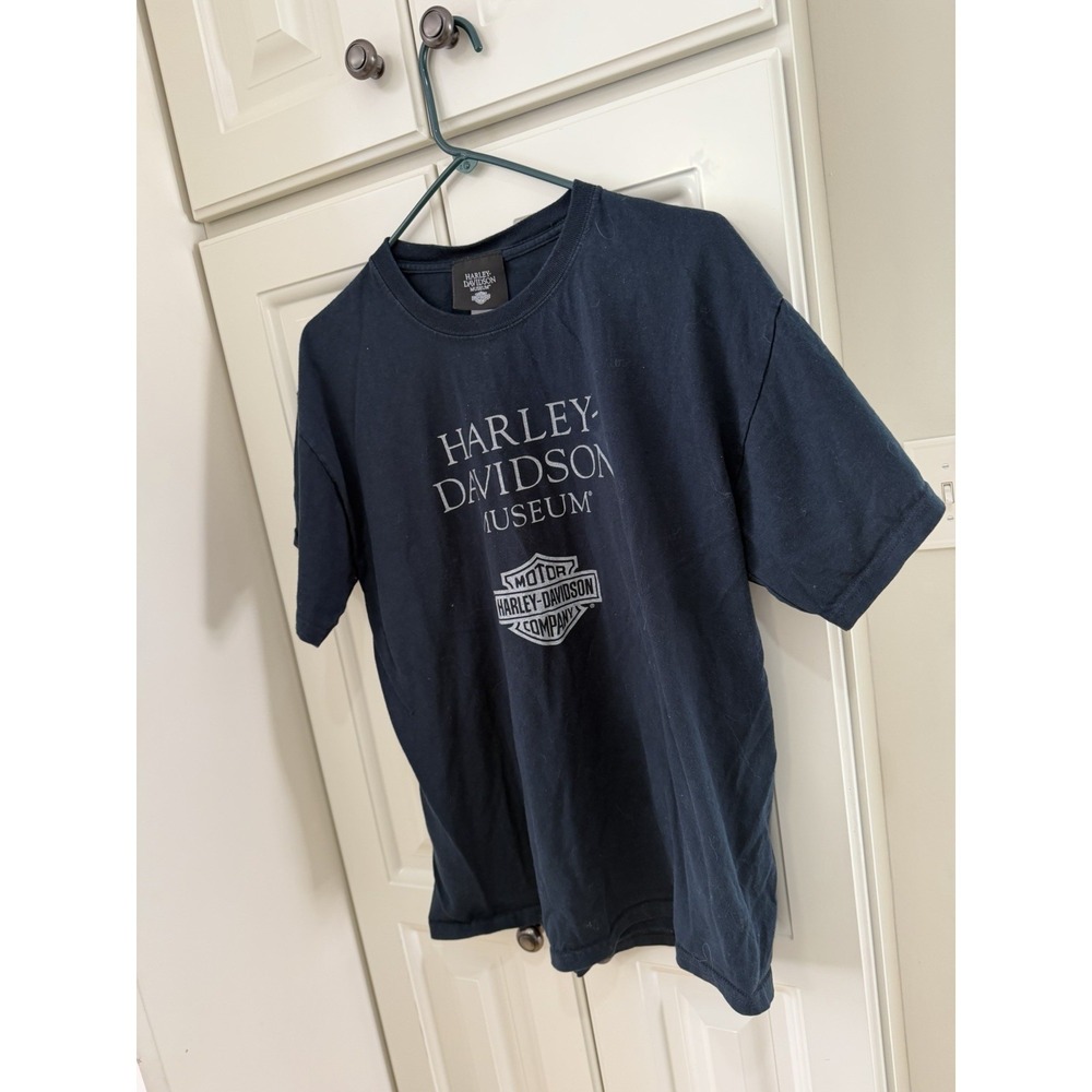 Harley Davidson‎ Museum Tee Shirt Mens L Black Milwaukee Logo Biker Short Sleeve